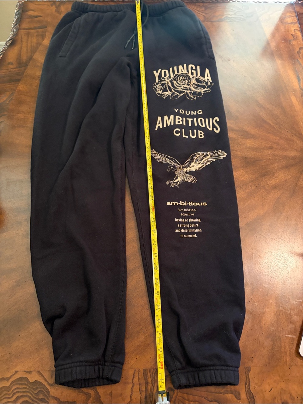 YoungLA Black Sweatpants with Cream Graphic Print - Picture 1 of 10